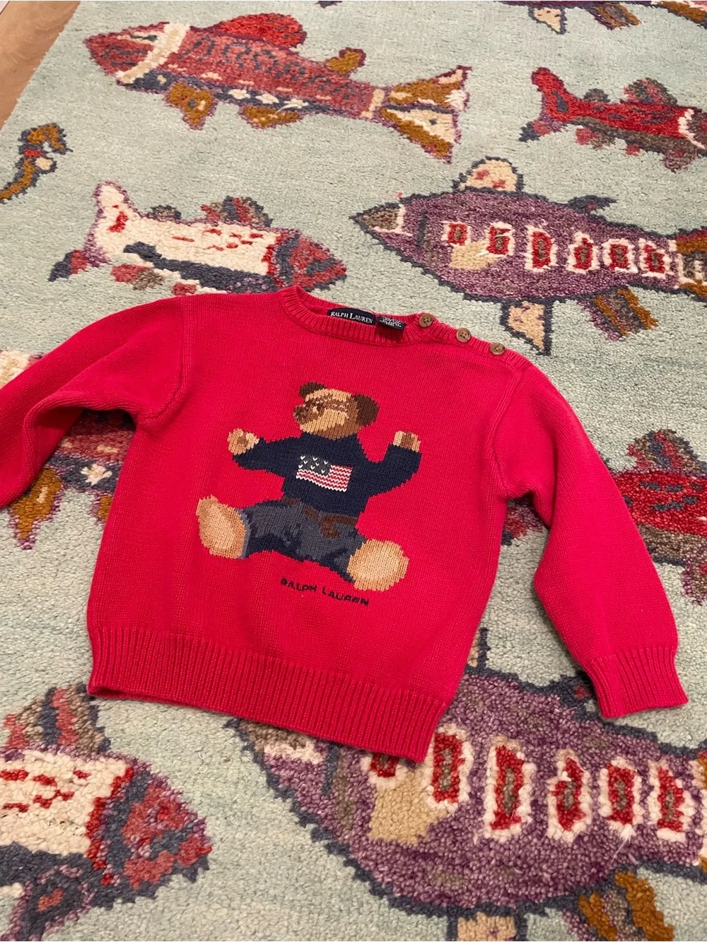 Polo Ralph Lauren Vintage Teddy Bear Cable Knit Sweater 90s Rare 2T